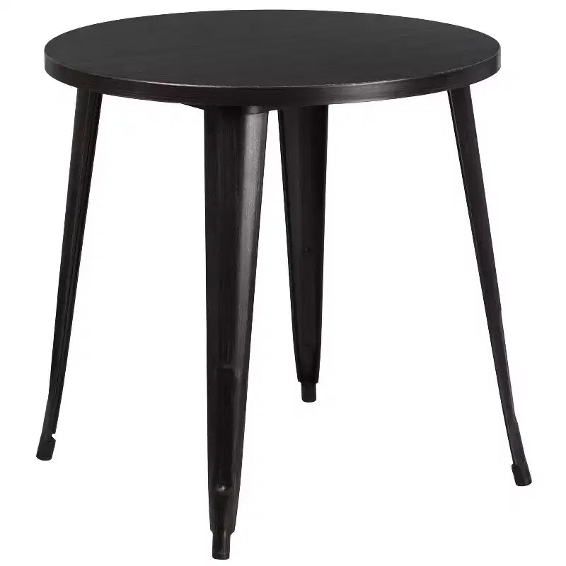 Ensemble de table ronde d'intérieur-extérieur en métal de 76 cm de diamètre de qualité commerciale Flash Furniture avec 2 chaises de café