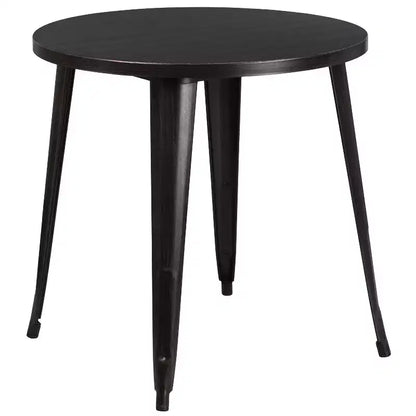 Flash Furniture Ensemble de 4 chaises de café avec table ronde en métal de 76 cm de qualité commerciale pour intérieur/extérieur