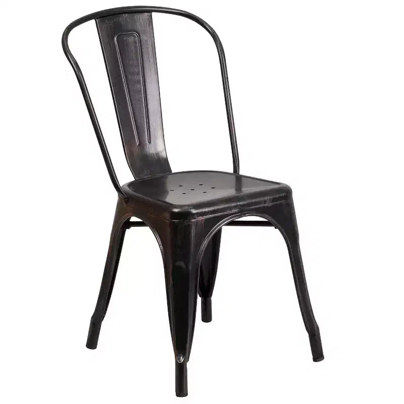 Flash Furniture Ensemble de 4 chaises de café avec table ronde en métal de 76 cm de qualité commerciale pour intérieur/extérieur