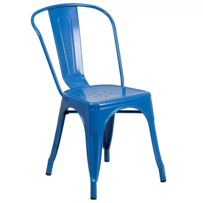 Flash Furniture Ensemble de 4 chaises de café avec table ronde en métal de 76 cm de qualité commerciale pour intérieur/extérieur