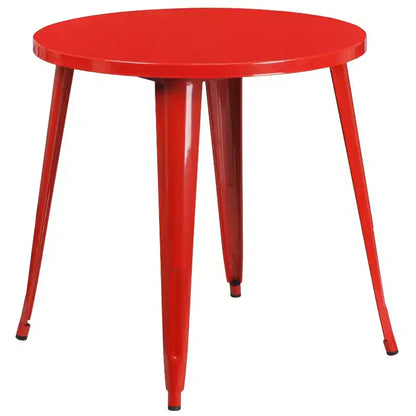 Flash Furniture Ensemble de 4 chaises de café avec table ronde en métal de 76 cm de qualité commerciale pour intérieur/extérieur