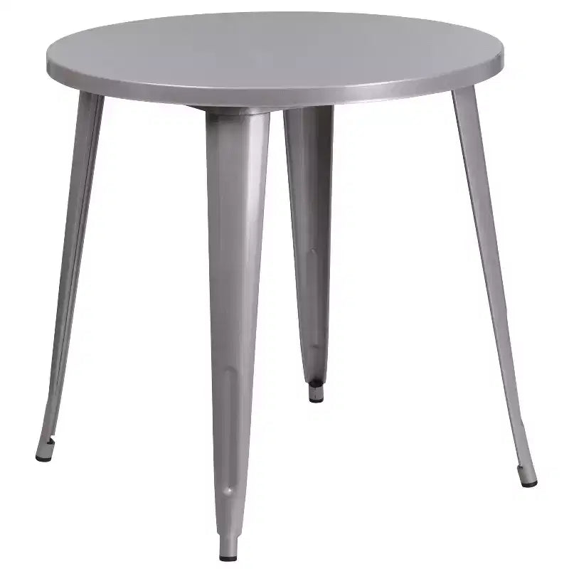 Flash Furniture Ensemble de 4 chaises de café avec table ronde en métal de 76 cm de qualité commerciale pour intérieur/extérieur