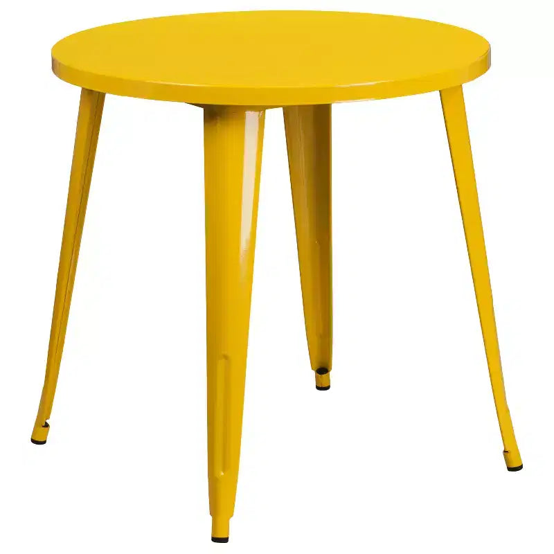 Flash Furniture Ensemble de 4 chaises de café avec table ronde en métal de 76 cm de qualité commerciale pour intérieur/extérieur