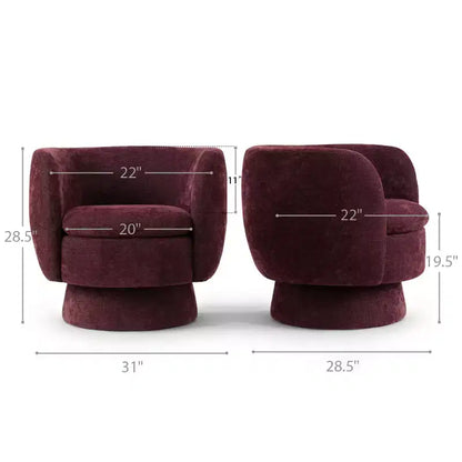 Lot de 2 fauteuils pivotants modernes avec revêtement en tissu, fauteuil lounge pivotant à 360° pour salon, chambre à coucher - Panipeachy