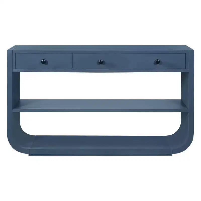 ModernLuxe Tavolo curvo da ingresso, Tavolo consolle, Tavolino da divano, Espositore, Tavolino d'appoggio con 3 cassetti a chiusura ammortizzata e 2 ripiani aperti
