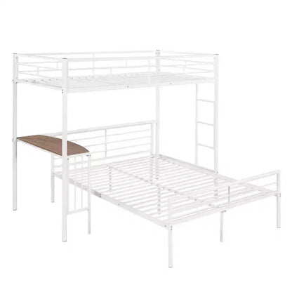 Lit superposé en métal une place sur deux places avec bureau, lit mezzanine une place avec lit inférieur double séparé pour enfants