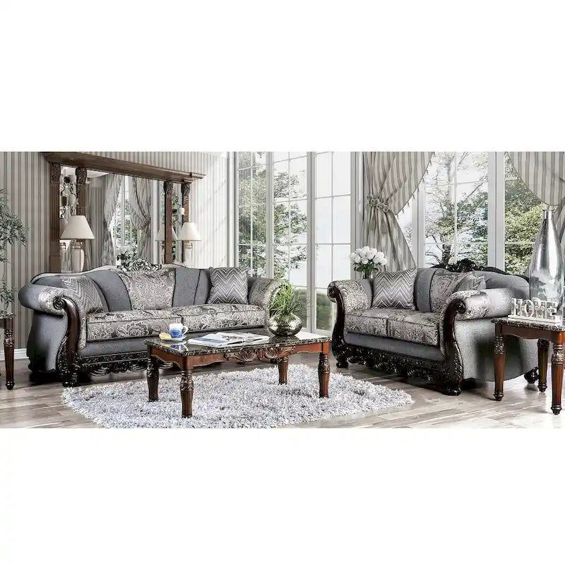 Set da salotto 2 pezzi con braccioli arrotolati in ciniglia tradizionale Dikic di Gracewood Hollow