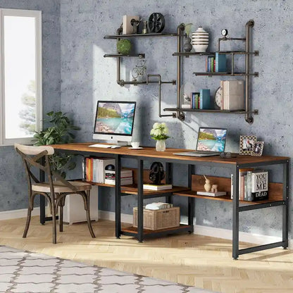 78.7 Bureau deux places, bureau double avec étagère