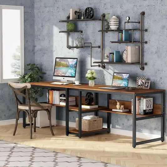 78.7 Bureau deux places, bureau double avec étagère