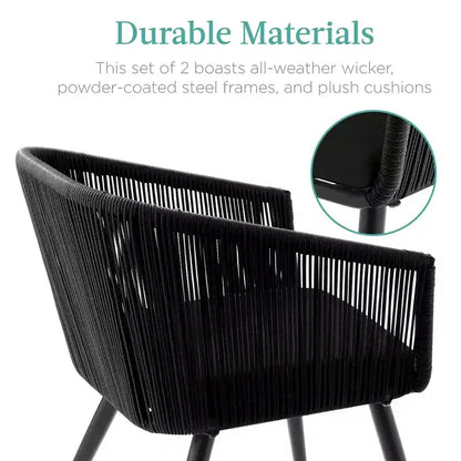 Lot de 2 chaises de salle à manger d'extérieur Best Choice Products, en osier tressé, capacité de 113 kg