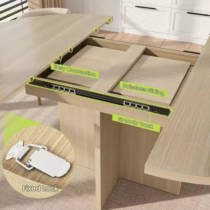 Tavolo da pranzo rotondo allungabile da 43,3''-59'' per 4-8 persone, moderno tavolo da pranzo ovale da cucina con prolunghe rimovibili, tavolo da pranzo per sala da pranzo, cucina