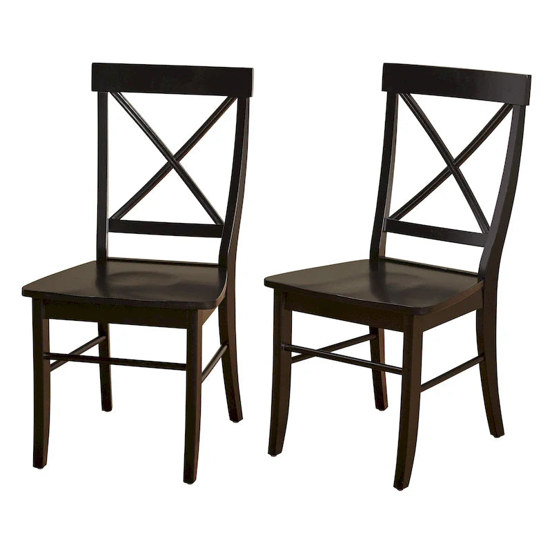 Set di 2 sedie da pranzo in legno di gomma, design a X-Back, capacità 113 kg, finitura opaca