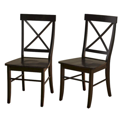 Set di 2 sedie da pranzo in legno di gomma, design a X-Back, capacità 113 kg, finitura opaca
