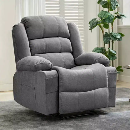 COZONY Poltrona reclinabile a dondolo ampia per adulti, poltrona lounge manuale oversize con braccioli, schienale, 2 portabicchieri e tasca laterale per soggiorno