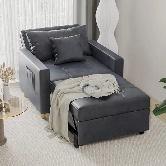 Fauteuil convertible 3-en-1, plusieurs coloris, une place