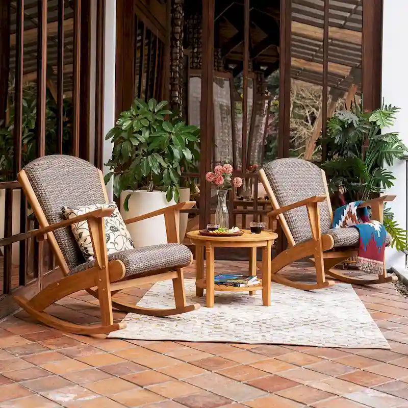 Cambridge Casual Auburn, sedia a dondolo da esterno a 3 pezzi in legno di teak