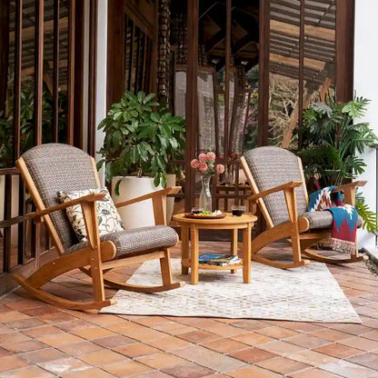 Cambridge Casual Auburn, sedia a dondolo da esterno a 3 pezzi in legno di teak