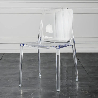 Chaise de salle à manger sans accoudoirs à dossier bas en acrylique ambre