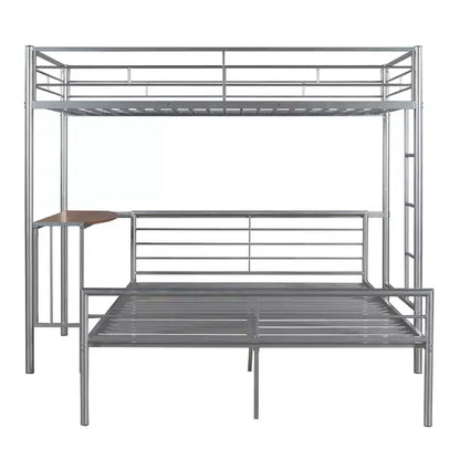 Lit superposé en métal une place sur deux places avec bureau, lit mezzanine une place avec lit inférieur double séparé pour enfants