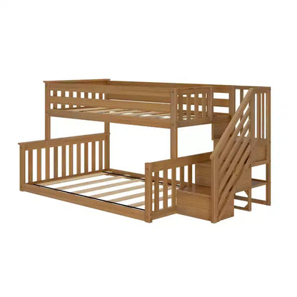 Max & Lily Letto a Castello Basso in Legno, da Una Piazza e Mezza a Due Piazze, per Bambini, con Scala