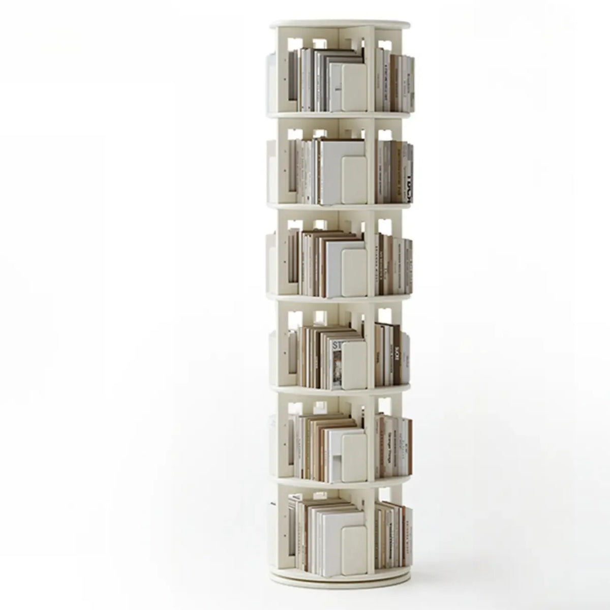 Bibliothèque verticale ouverte à l'arrière en hévéa pivotante avec tiroir
