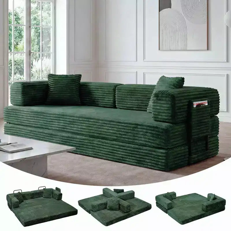80,7 Divano letto trasformabile 5 in 1 – Velluto a coste, 544 kg, Nessun assemblaggio
