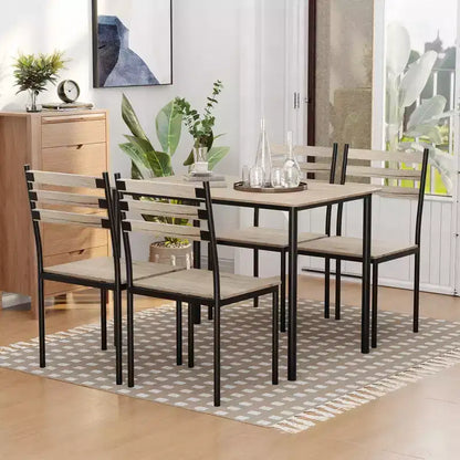 Set Tavolo da Cucina da Pranzo Moderno 5 Pezzi HOMCOM, 1 Tavolo 4 Sedie con Gambe in Metallo, Adatto per Esterni