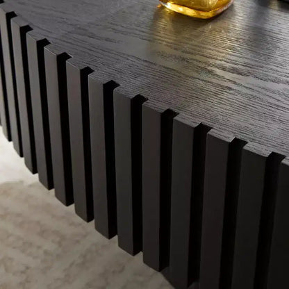 Tavolino da caffè ovale/quadrato, tavolino centrale scanalato minimalista, tavolino d'appoggio, frassino naturale/noce/nero opaco-ModernLuxe