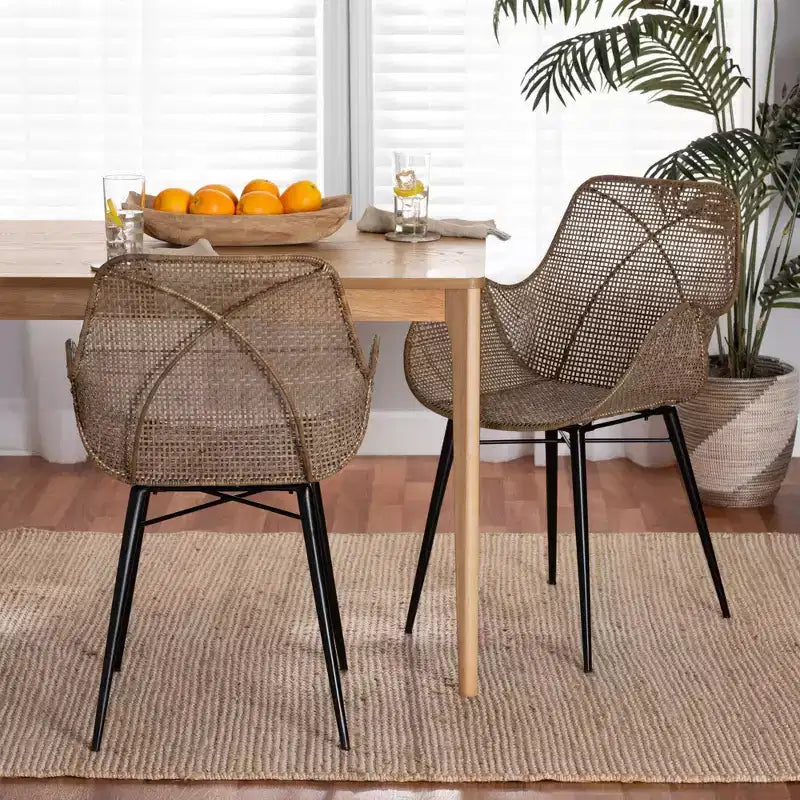 Sedia da pranzo bali & pari Ballerina in rattan e metallo: Lavorazione artigianale, design bohémien