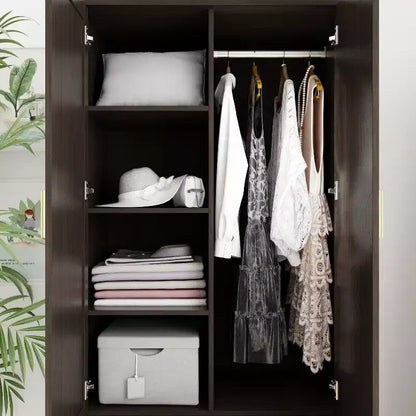 Hitow Armoire de rangement double tiroir avec portes miroir et zones de rangement