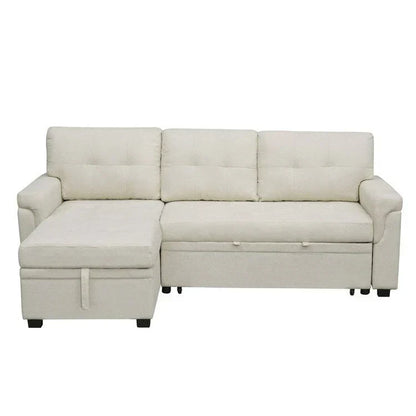 Divano componibile convertibile reversibile con letto estraibile, chaise longue con contenitore nascosto e gambe durevoli