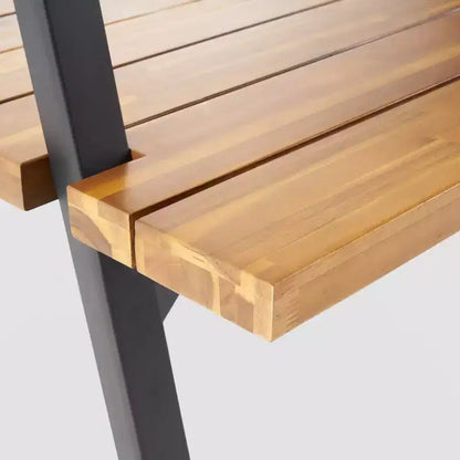 Set da pranzo con fioriera Huckleberry 7 pezzi in legno di acacia e ferro