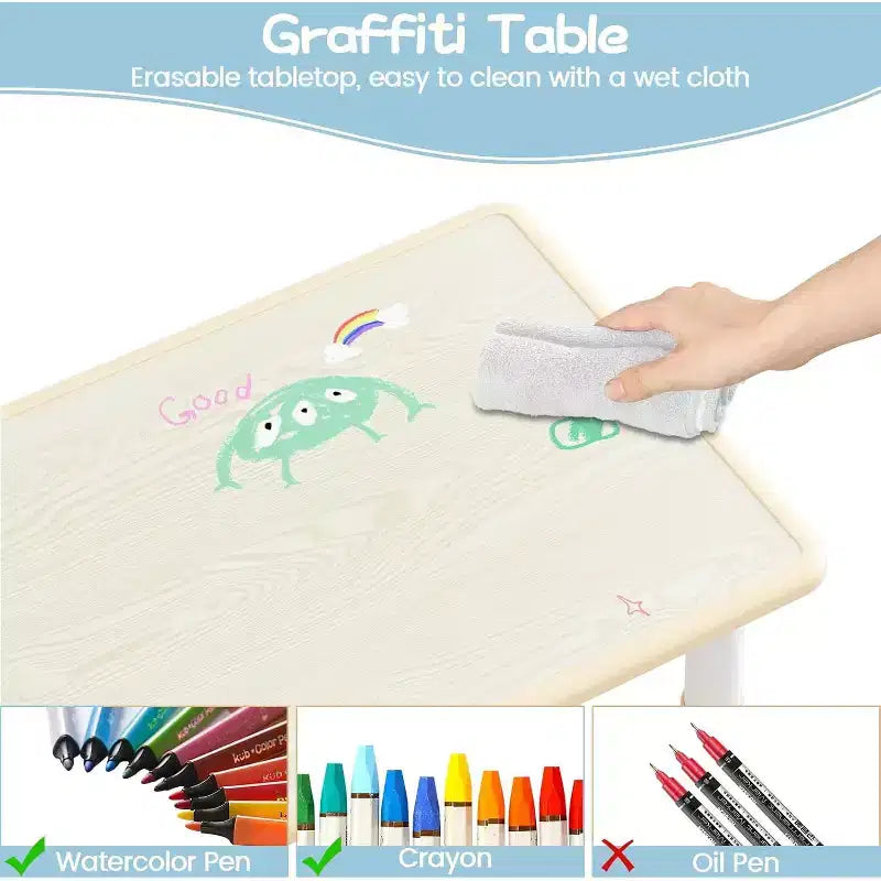 Table et 6 Chaises pour Enfants - Table d'Activités et de Repas à Hauteur Réglable pour Tout-Petits de 3 à 10 Ans, 136 kg