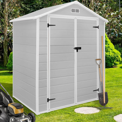 Casetta da giardino in resina per esterni, in plastica, per tutte le stagioni, con pavimento, 6 x 4 piedi/6 x 8 piedi/8 x 6 piedi/8 x 10 piedi, Spire Tool Shed