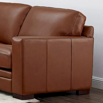 Divanetto Hydeline Dillon in pelle pieno fiore con piume, memory foam e molle
