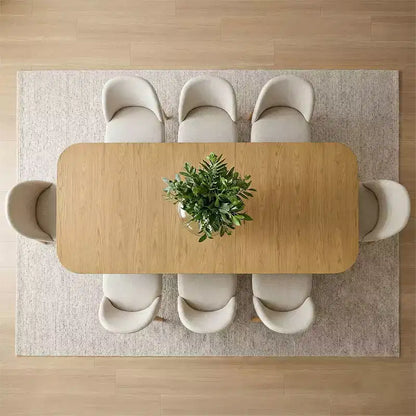 Set da pranzo 9 pezzi per 8 persone, tavolo allungabile con base a cavalletto e sedie imbottite con gambe in legno massello-Panipeachy