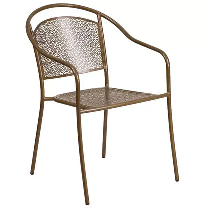 Flash Furniture Oia Ensemble de table de patio carrée en acier de qualité commerciale de 71 cm pour intérieur et extérieur avec 4 chaises à dossier rond