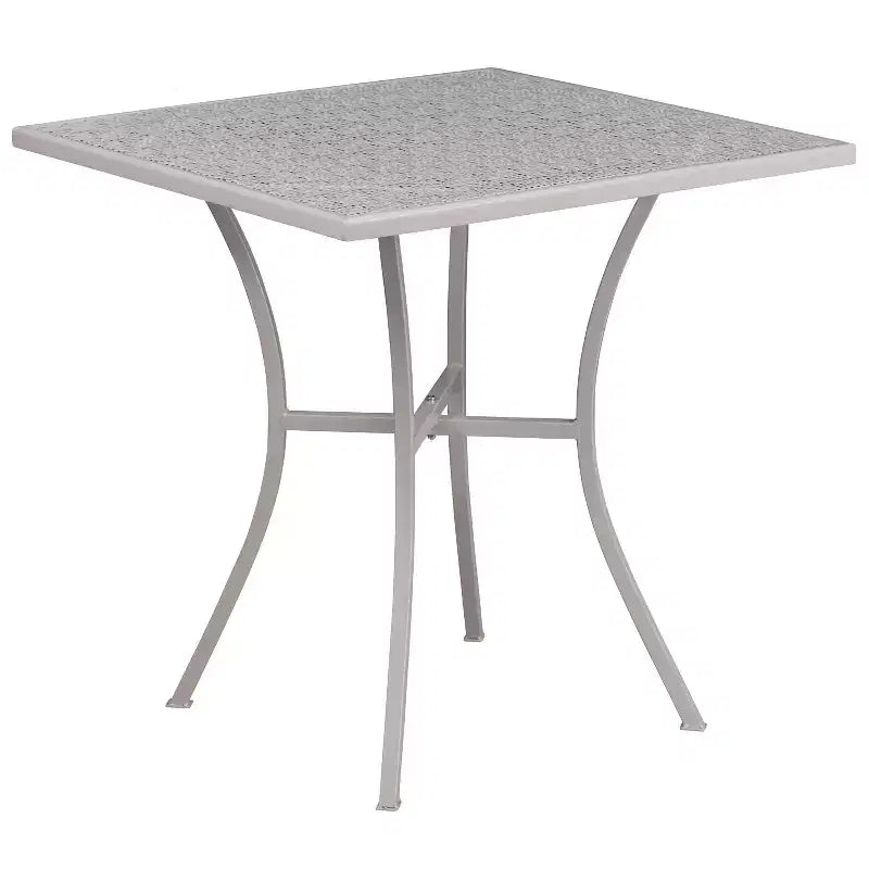 Flash Furniture Oia Ensemble de table de patio carrée en acier de qualité commerciale de 71 cm pour intérieur et extérieur avec 4 chaises à dossier rond