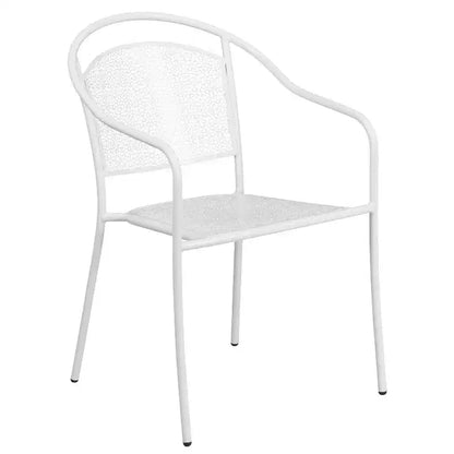 Flash Furniture Oia Ensemble de table de patio carrée en acier de qualité commerciale de 71 cm pour intérieur et extérieur avec 4 chaises à dossier rond