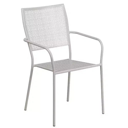 Flash Furniture Oia Ensemble de table de patio d'intérieur-extérieur carré en acier de qualité commerciale de 28 pouces avec 4 chaises à dossier carré