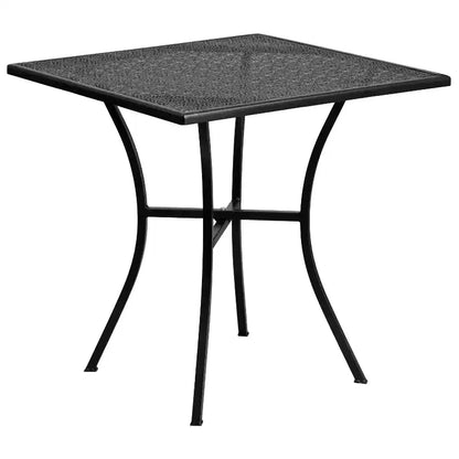 Flash Furniture Oia Ensemble de table de patio d'intérieur-extérieur carré en acier de qualité commerciale de 28 pouces avec 4 chaises à dossier carré