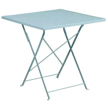 Ensemble de table de patio pliante carrée en acier de qualité commerciale 28 Oia de Flash Furniture avec 4 chaises à dossier rond pour l'intérieur et l'extérieur