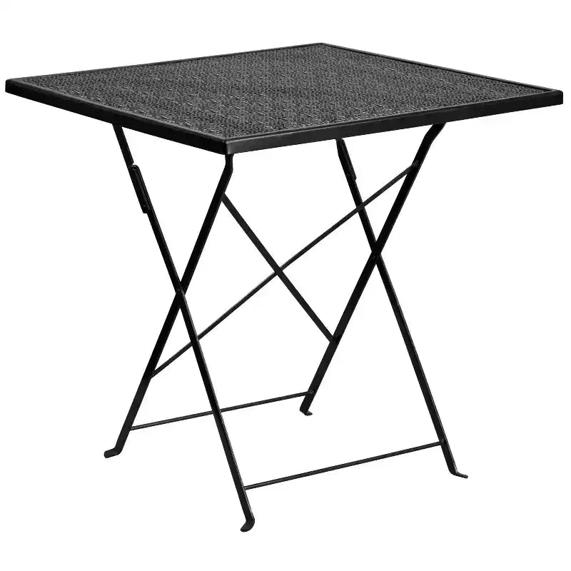 Ensemble de table de patio pliante carrée en acier de qualité commerciale 28 Oia de Flash Furniture avec 4 chaises à dossier rond pour l'intérieur et l'extérieur