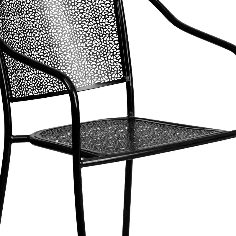 Flash Furniture Oia Ensemble de table de patio carrée en acier de 35,5 po de qualité commerciale pour l'intérieur et l'extérieur avec 4 chaises à dossier rond