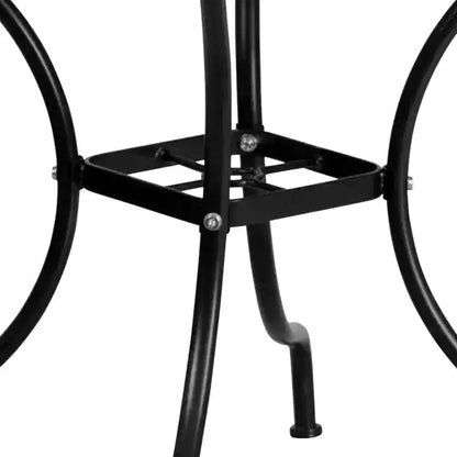 Flash Furniture Oia Ensemble de table de patio carrée en acier de 35,5 po de qualité commerciale pour l'intérieur et l'extérieur avec 4 chaises à dossier rond