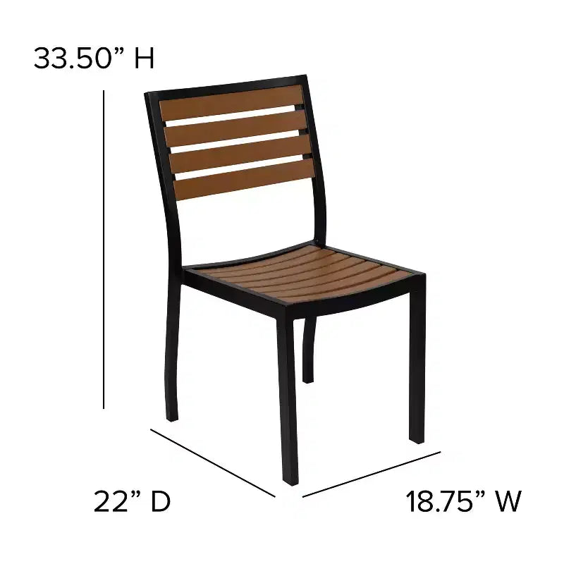 Ensemble de salle à manger de bistrot de patio extérieur Flash Furniture Lark avec 4 chaises et lattes en poly aspect teck