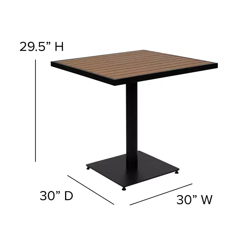 Ensemble de salle à manger de bistrot de patio extérieur Flash Furniture Lark avec 4 chaises et lattes en poly aspect teck