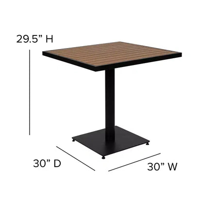 Ensemble de salle à manger de bistrot de patio extérieur Flash Furniture Lark avec 4 chaises et lattes en poly aspect teck