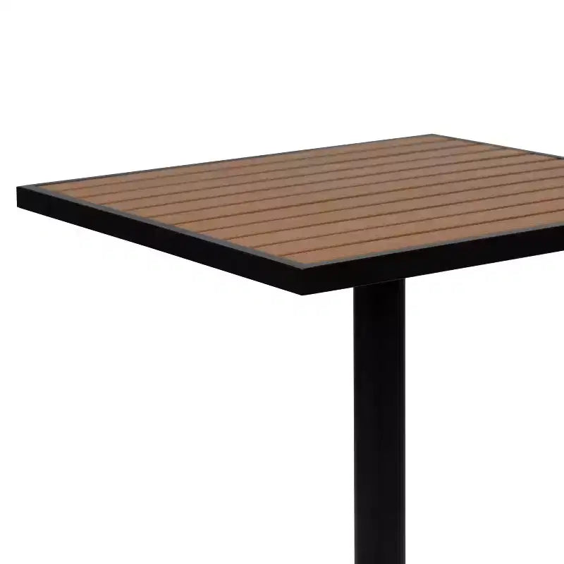 Ensemble de salle à manger de bistrot de patio extérieur Flash Furniture Lark avec 4 chaises et lattes en poly aspect teck