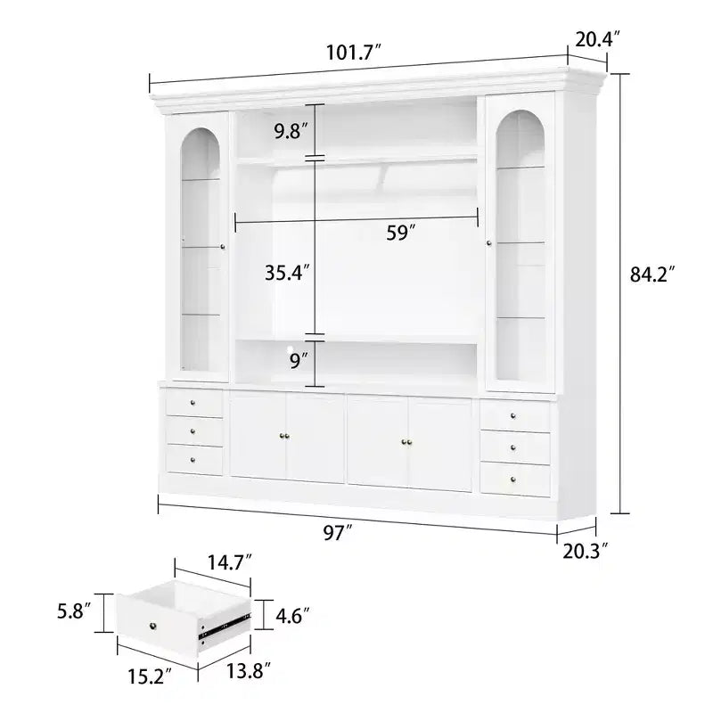 Famapy Mobile TV Bianco - Ampio Porta TV con Ante e Faretti LED per Soggiorno